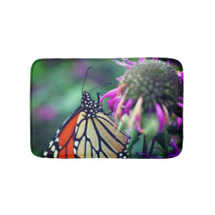 Alfombrilla De Baño Mariposa monarca en flor de cierre