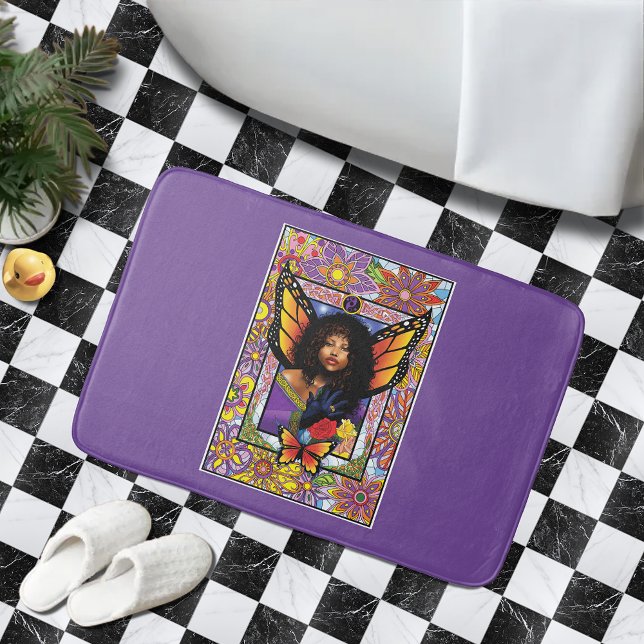 Alfombrilla De Baño Mariposa Monarca Hada Flor Púrpura (Subido por el creador)