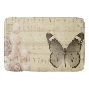 Alfombrilla De Baño Mariposa Musical Y Rosas