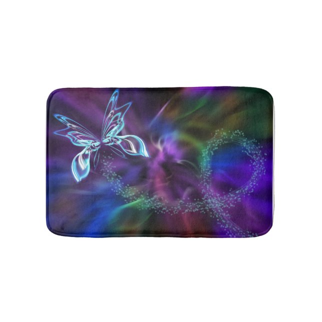 Alfombrilla De Baño Mariposa púrpura Abstrato Bath Mat (Anverso)