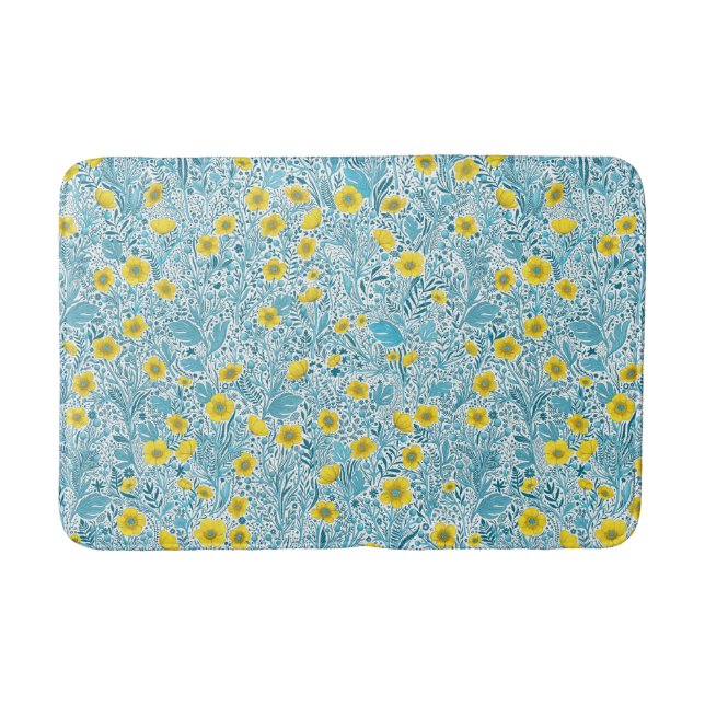 Alfombrilla De Baño Mariposas, amarillas, azules y blancas (Anverso)
