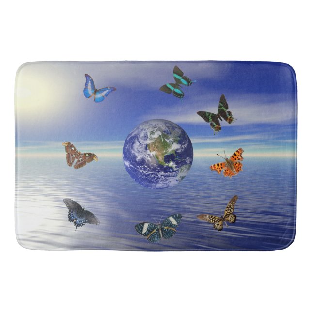 Alfombrilla De Baño Mariposas Blue Earth (Anverso)