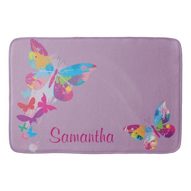 Alfombrilla De Baño Mariposas Coloridas Diseñan Mat Bath (Anverso)