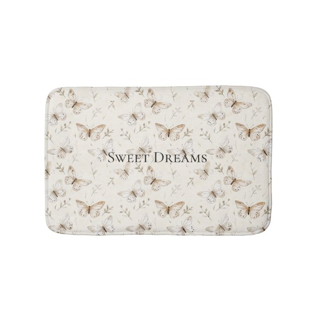 Alfombrilla De Baño Mariposas de arena beige crema (Anverso)