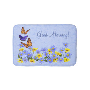 Alfombrilla De Baño Mariposas de bonito y Jardín de primavera de Daisi