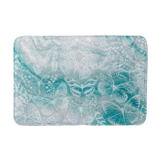 Alfombrilla De Baño Mariposas de mármol verde mar | Zazzle.es