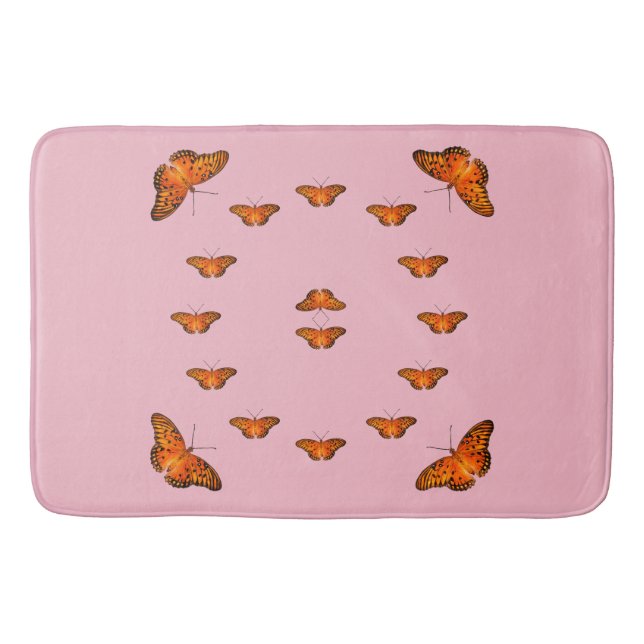 Alfombrilla De Baño Mariposas en la mascota rosa (Anverso)