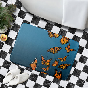 Alfombrilla De Baño Mariposas monarca azul Ombre