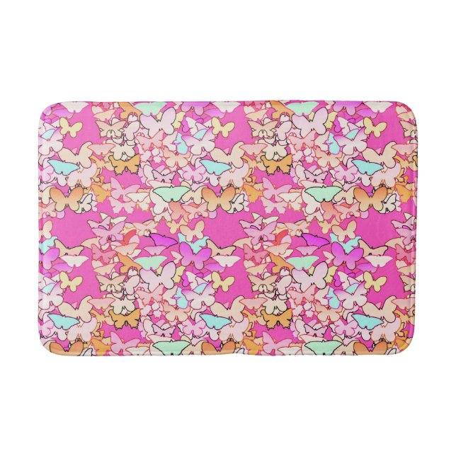 Alfombrilla De Baño Mariposas, rosadas múltiples y profundas (Anverso)