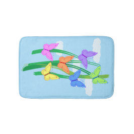 Alfombrilla De Baño Mariposas y cielo de colores