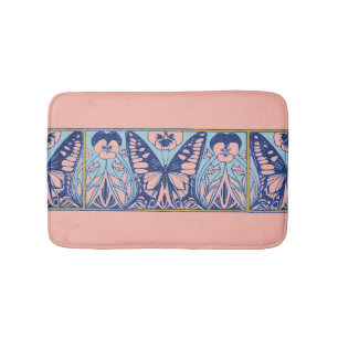 Alfombrilla De Baño Mariposas y Pansitas de Art Nouveau antiguas
