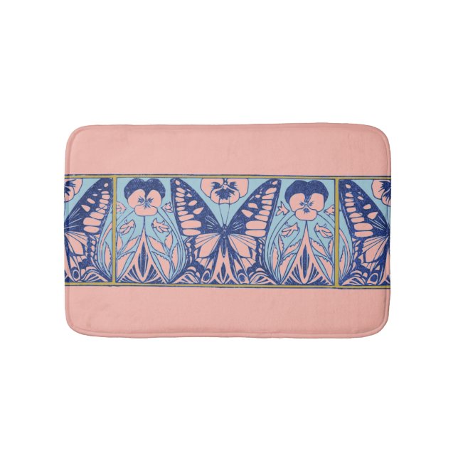 Alfombrilla De Baño Mariposas y Pansitas de Art Nouveau antiguas (Anverso)