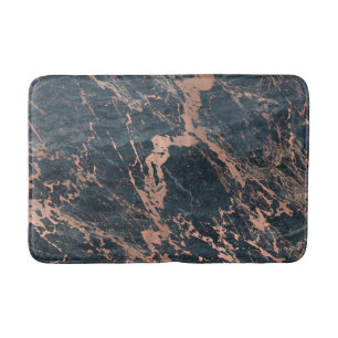 Alfombrilla De Baño Mármol azul rústico brumoso y rosa dorado glamour