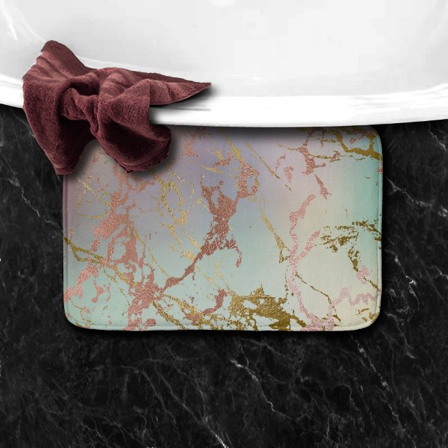 Alfombrilla De Baño Mármol beige elegante | Mint Sage Green Rosa Gold (Subido por el creador)