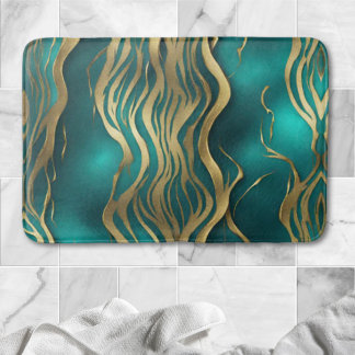 Alfombrilla De Baño Mármol beige moderno ondea azul turquesa Verde azu