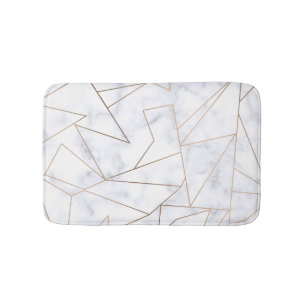 Alfombrilla De Baño mármol blanco geométrico del oro color de rosa