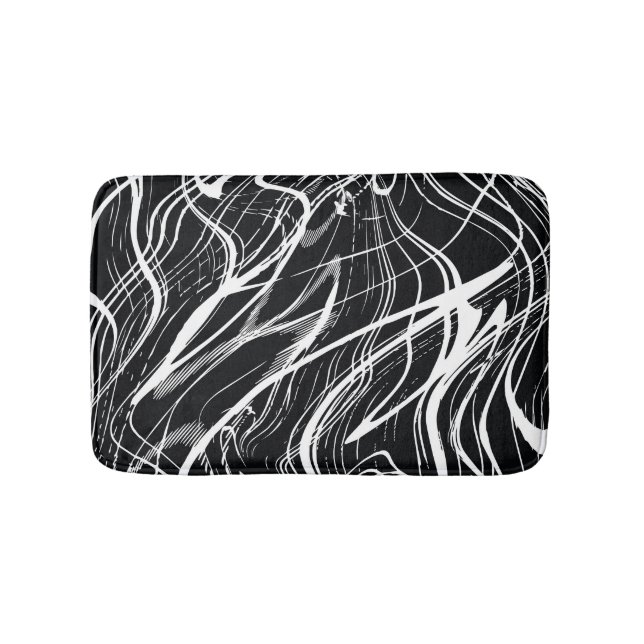 Alfombrilla De Baño Mármol blanco negro: cosecha abstracta (Anverso)
