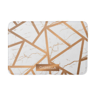 Alfombrilla De Baño Mármol blanco y dorado