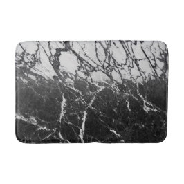 Alfombrilla De Baño Mármol Blanco y Negro Moderno Glamour Tendencia