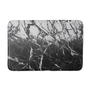 Alfombrilla De Baño Mármol Blanco y Negro Moderno Glamour Tendencia