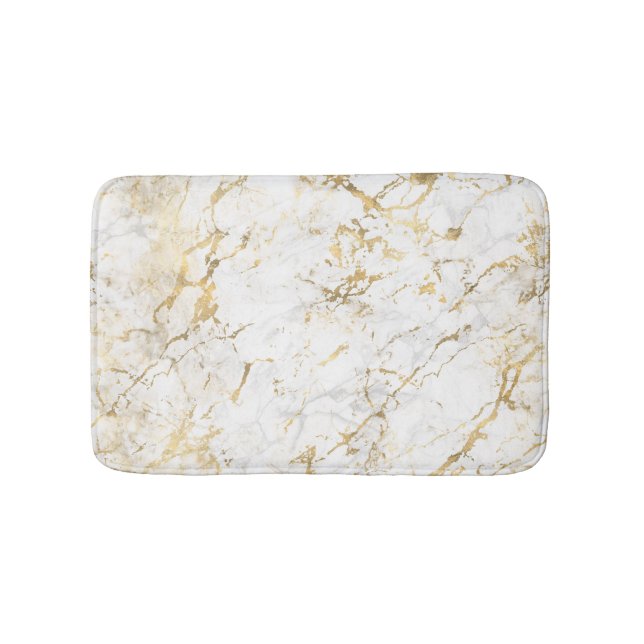 Alfombrilla De Baño Mármol blanco y oro (Anverso)
