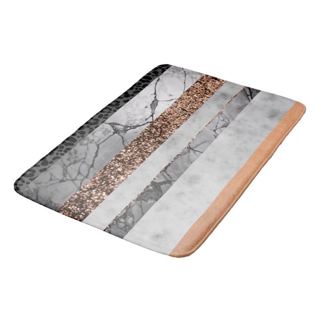 Alfombrilla De Baño Mármol de leopardo Glam Rayas Brillo 3 (Angular)