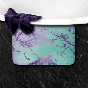 Alfombrilla De Baño Mármol de moda Lavender morado y verde de menta