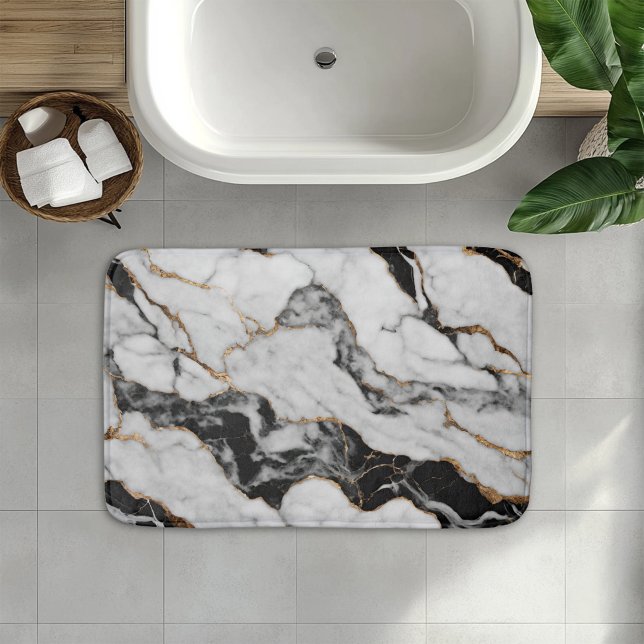 Alfombrilla De Baño Mármol de oro blanco y negro de moda (Subido por el creador)