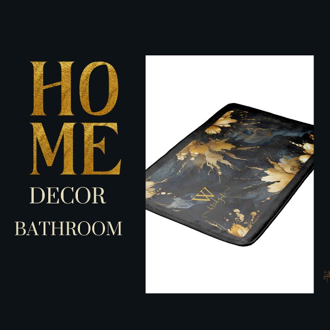 Alfombrilla De Baño mármol de oro negro abstracto de moda (Subido por el creador)