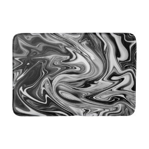 Alfombrilla De Baño Mármol elegante 7 - Blanco y negro líquido