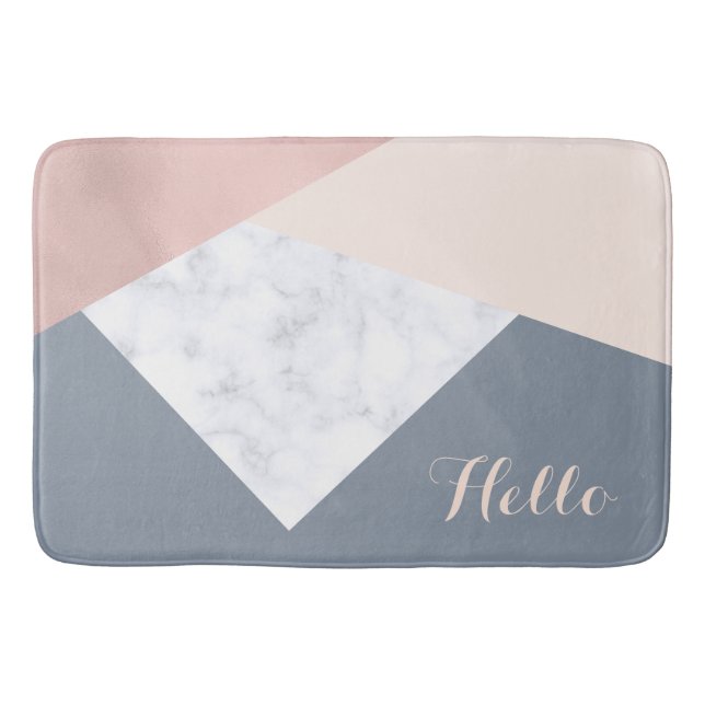 Alfombrilla De Baño mármol elegante rosa gris beige geométrico (Anverso)