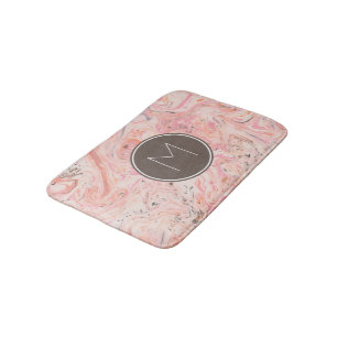 Alfombrilla De Baño Mármol gris rosado monograma de baño