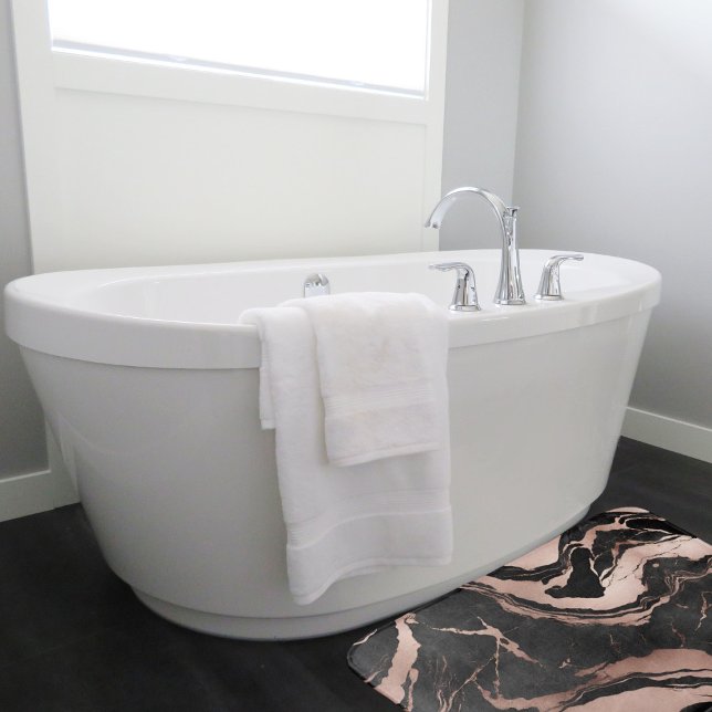 Alfombrilla De Baño Mármol negro rosa moderno chic (Subido por el creador)