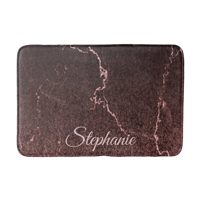 Alfombrilla De Baño Mármol negro y Purpurina (Anverso)