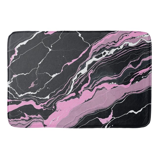 Alfombrilla De Baño Mármol negro y rosa (Anverso)