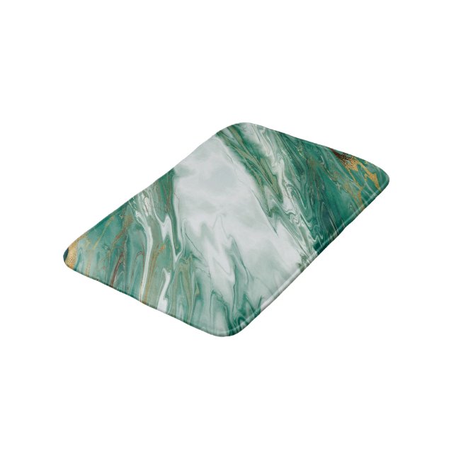 Alfombrilla De Baño Mármol pintado acentuado esmeralda del oro verde (Angular)
