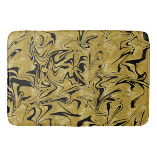 Alfombrilla De Baño Mármol Remolino Dorado Amarillo y Elegante Glam Ne