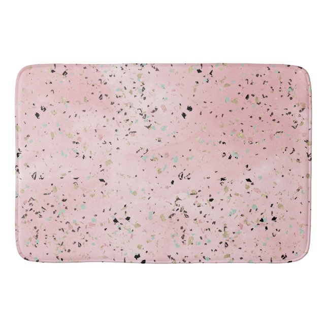 Alfombrilla De Baño Mármol rosa y oro Terrazo (Anverso)