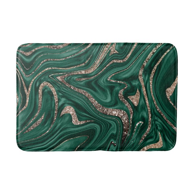 Alfombrilla De Baño Mármol verde esmeralda de oro negro #1 (Anverso)