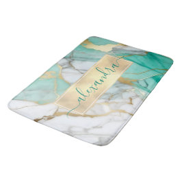 Alfombrilla De Baño Mármol Verde Sage Moderno Elegante