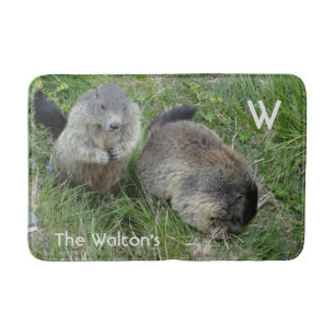 Alfombrilla De Baño Marmots personalizado monograma esteras de baño