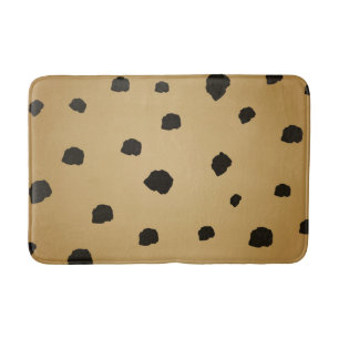 Alfombrilla De Baño Marrón Moderno Manchas Negras Vara de Oro Beige Do