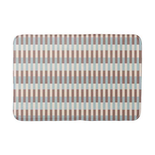 Alfombrilla De Baño Marrón Tan Azul Rayas (Anverso)