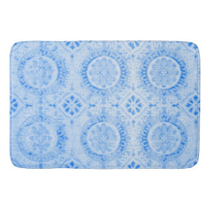 Alfombrilla De Baño Masa de baño de damasco azul