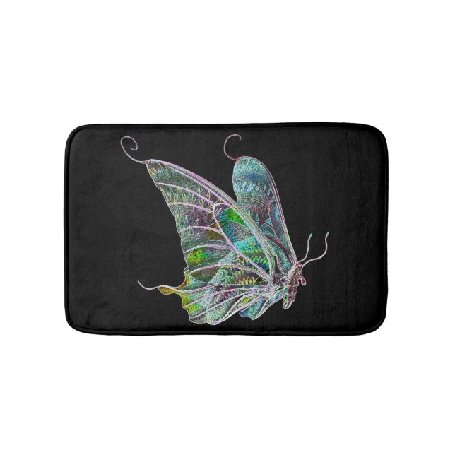 Alfombrilla De Baño Masa de natación de mariposa exótica (Anverso)