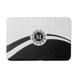 Alfombrilla De Baño Máscaras y líneas dinámicas en blanco y negro