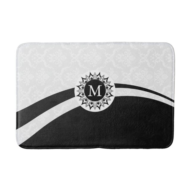 Alfombrilla De Baño Máscaras y líneas dinámicas en blanco y negro (Anverso)
