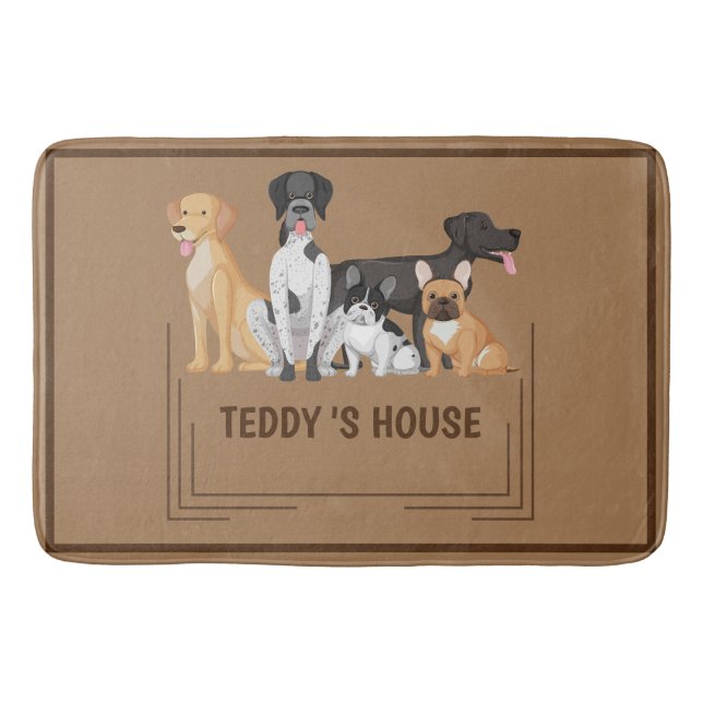 Alfombrilla De Baño Mascota de perro lindo Bienvenido fiesta de casa D (Anverso)