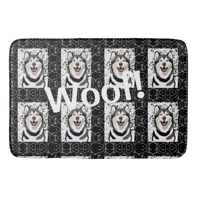 Alfombrilla De Baño Mascota Patrón Husky.. ¡Vaya! (Anverso)