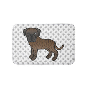Alfombrilla De Baño Mastín inglés atigrado, perro de dibujos animados 